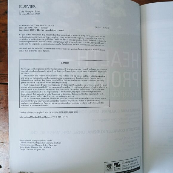 Health Promotion Throughout The Lifespan 9th Ed Textbook ISBN 978-0-323-56910-1 - Picture 4 of 9
